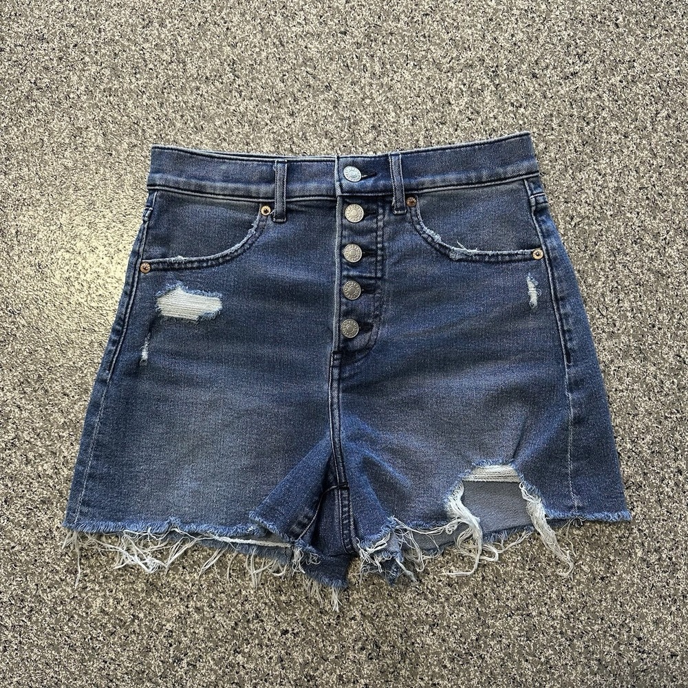 Express Denim Jean Shorts Womens 2 26x3 Super High Rise Mom Button Up Fly